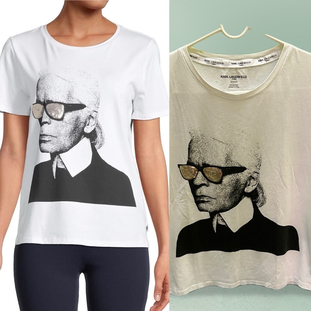 Karl Lagerfeld Black and White Graphic Tee S